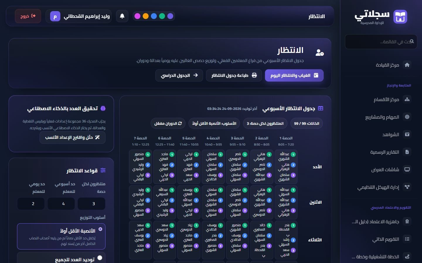 الانتظار: الجدول الأسبوعي، والذكاء الاصطناعي، وقواعد الانتظار